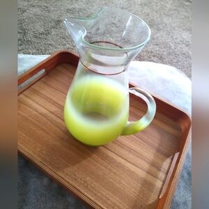 Vintage retro MCM Blendo Ombre lime green glass collectible pitcher